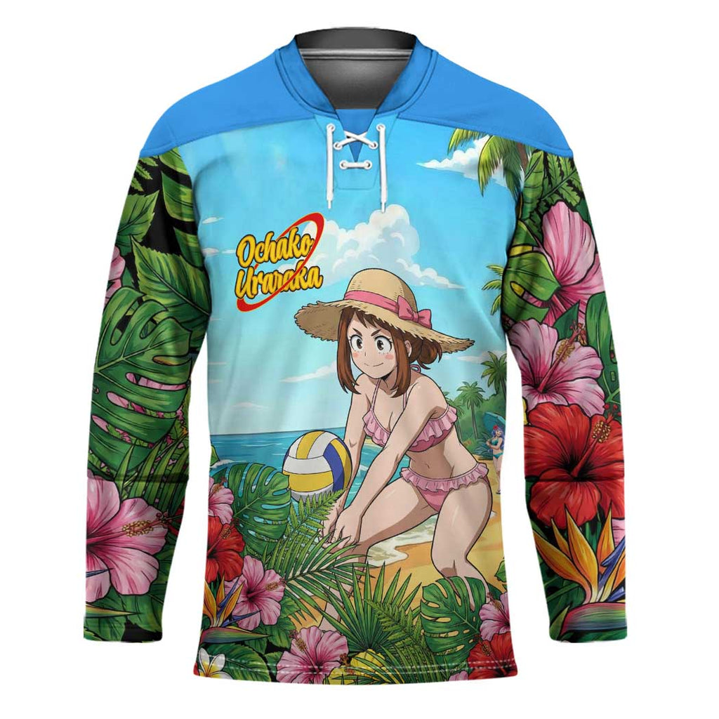 Ochako Uraraka Summer Chill Hockey Jersey Tropical Anime Beach Play