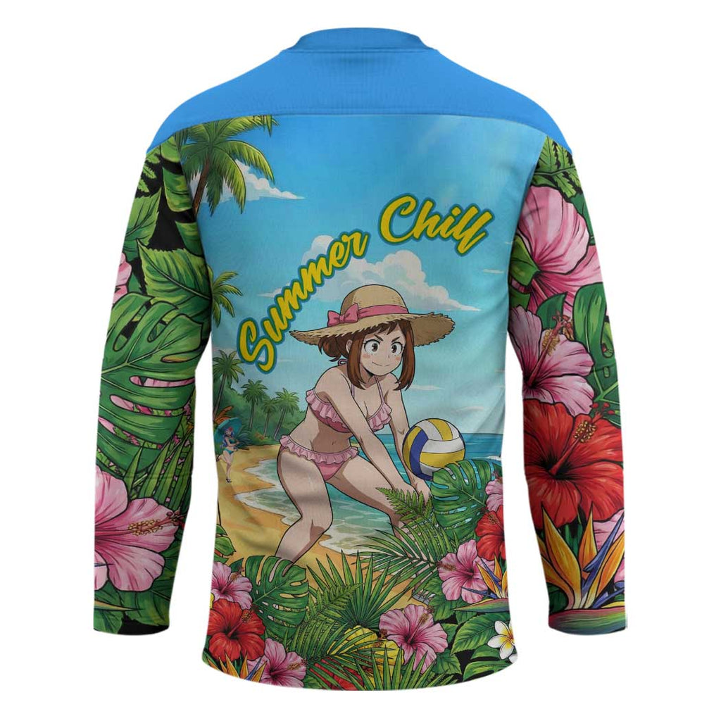 Ochako Uraraka Summer Chill Hockey Jersey Tropical Anime Beach Play