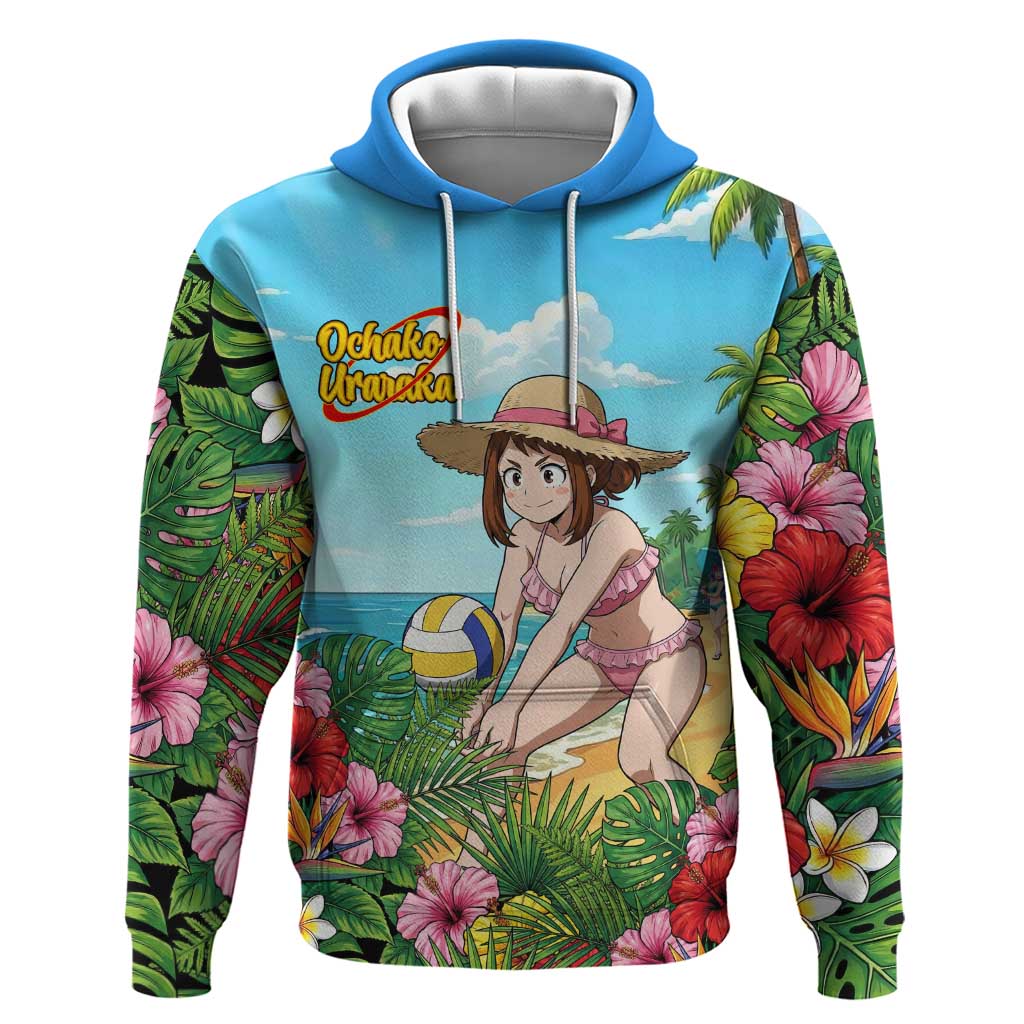 Ochako Uraraka Summer Chill Hoodie Tropical Anime Beach Play