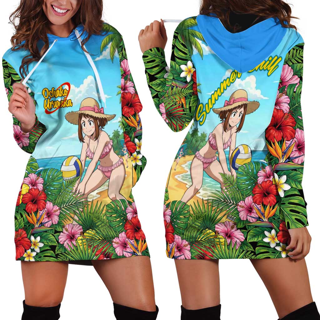 Ochako Uraraka Summer Chill Hoodie Dress Tropical Anime Beach Play