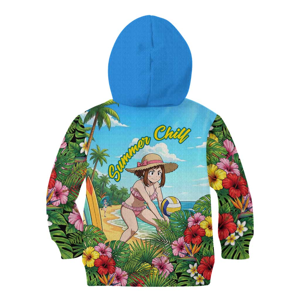 Ochako Uraraka Summer Chill Kid Hoodie Tropical Anime Beach Play