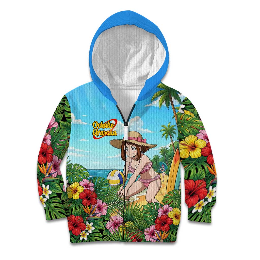 Ochako Uraraka Summer Chill Kid Hoodie Tropical Anime Beach Play