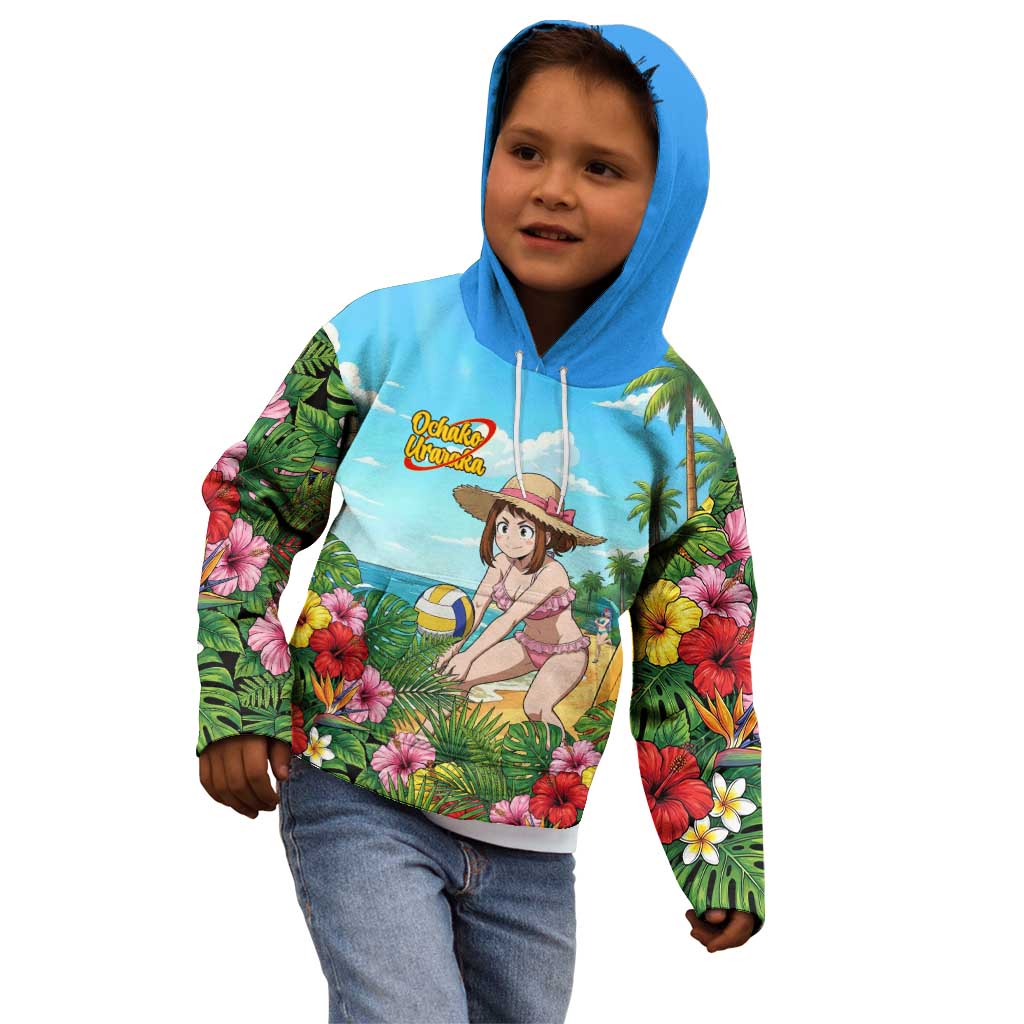 Ochako Uraraka Summer Chill Kid Hoodie Tropical Anime Beach Play