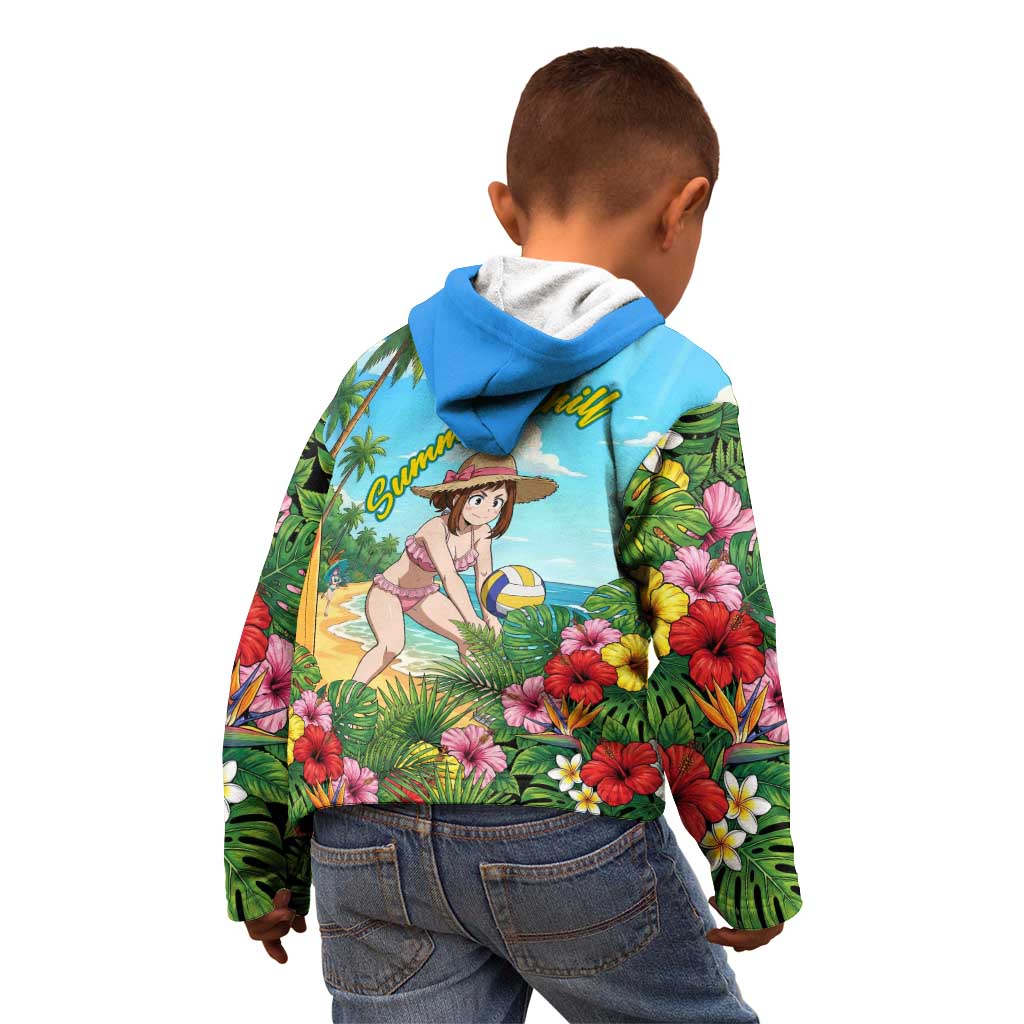 Ochako Uraraka Summer Chill Kid Hoodie Tropical Anime Beach Play