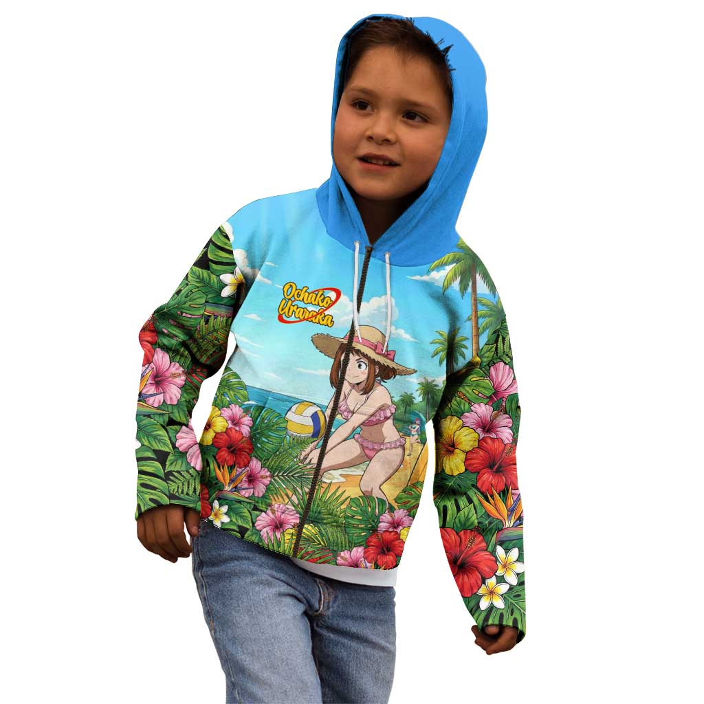 Ochako Uraraka Summer Chill Kid Hoodie Tropical Anime Beach Play