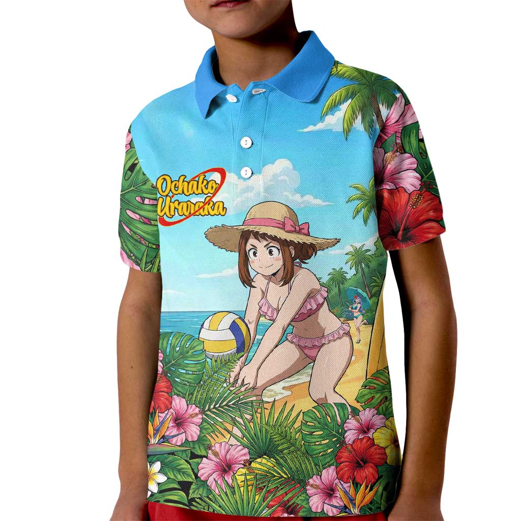 Ochako Uraraka Summer Chill Kid Polo Shirt Tropical Anime Beach Play