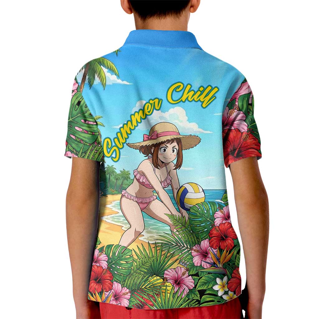 Ochako Uraraka Summer Chill Kid Polo Shirt Tropical Anime Beach Play