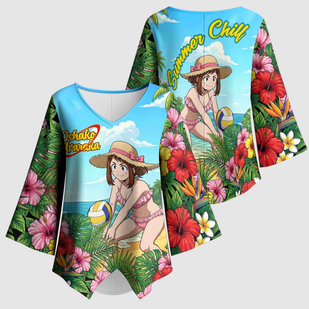 Ochako Uraraka Summer Chill Kimono Sleeve Blouse Tropical Anime Beach Play