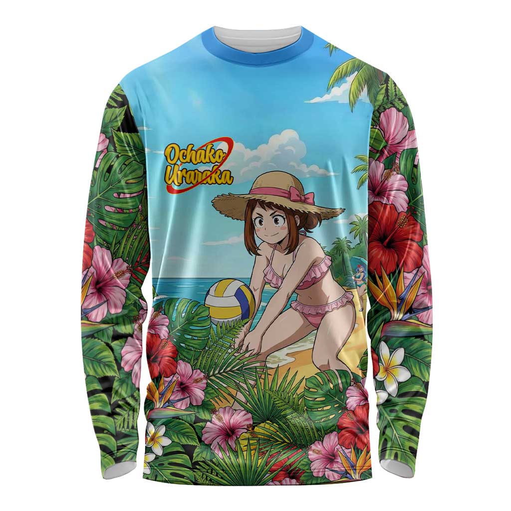 Ochako Uraraka Summer Chill Long Sleeve Shirt Tropical Anime Beach Play