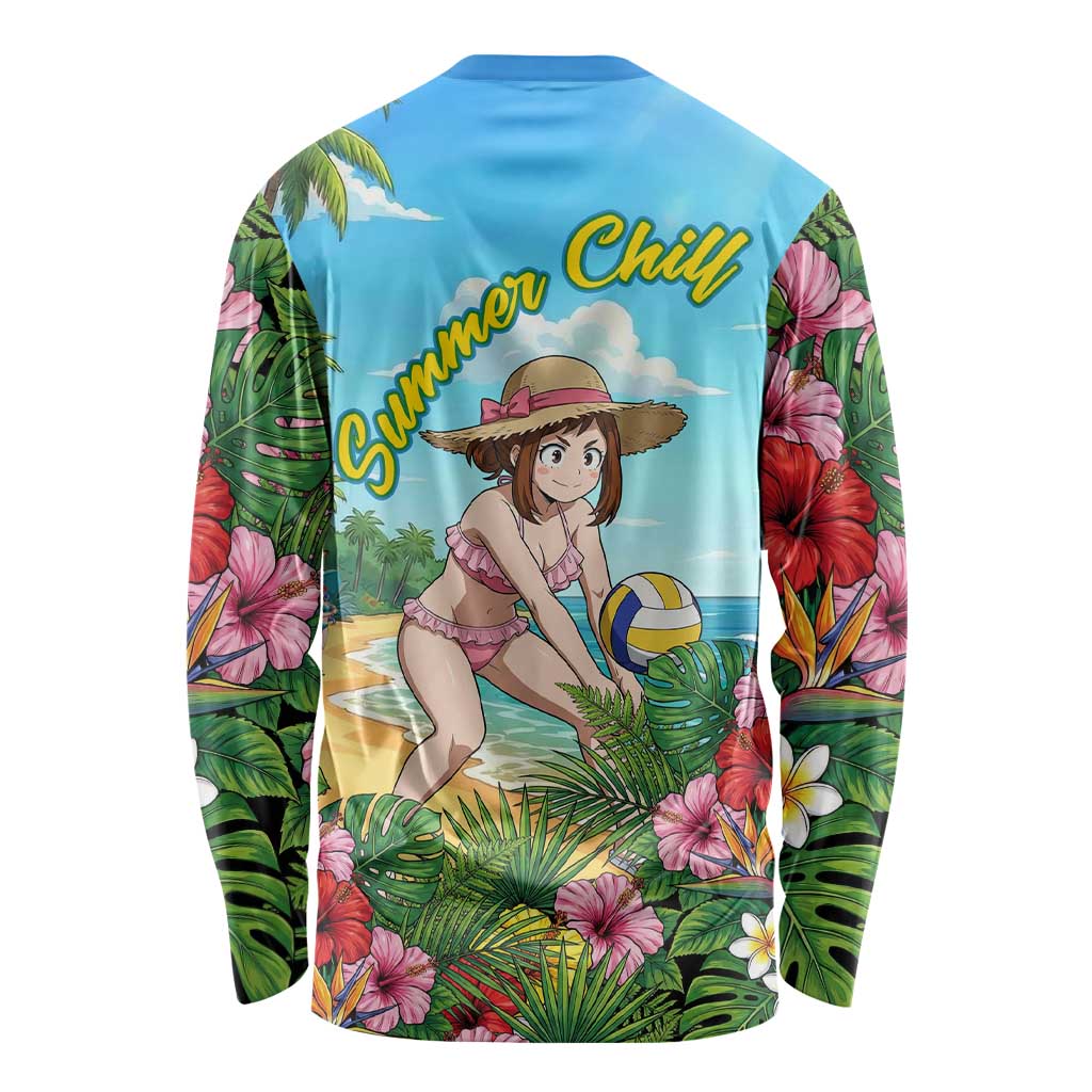 Ochako Uraraka Summer Chill Long Sleeve Shirt Tropical Anime Beach Play
