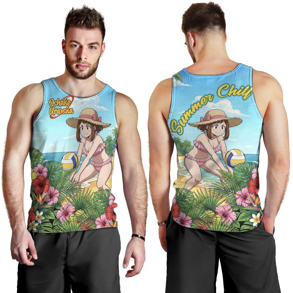 Ochako Uraraka Summer Chill Men Tank Top Tropical Anime Beach Play