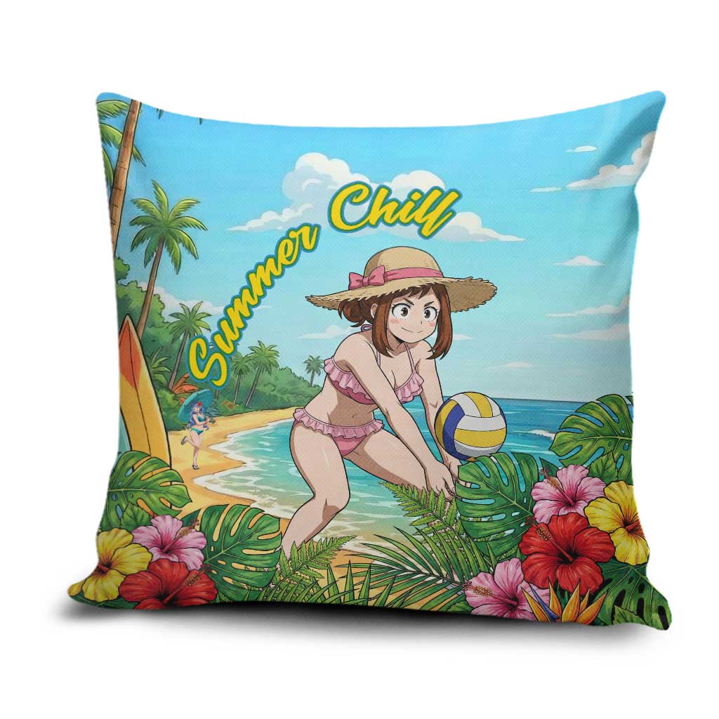 Ochako Uraraka Summer Chill Pillow Cover Tropical Anime Beach Play