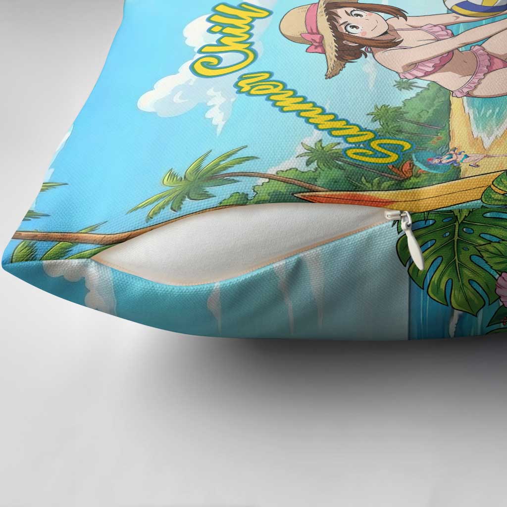 Ochako Uraraka Summer Chill Pillow Cover Tropical Anime Beach Play