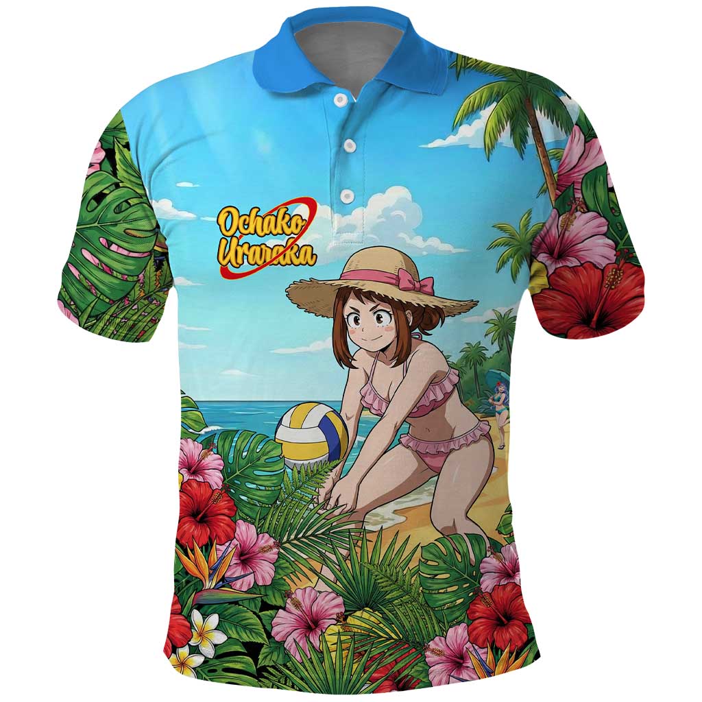 Ochako Uraraka Summer Chill Polo Shirt Tropical Anime Beach Play