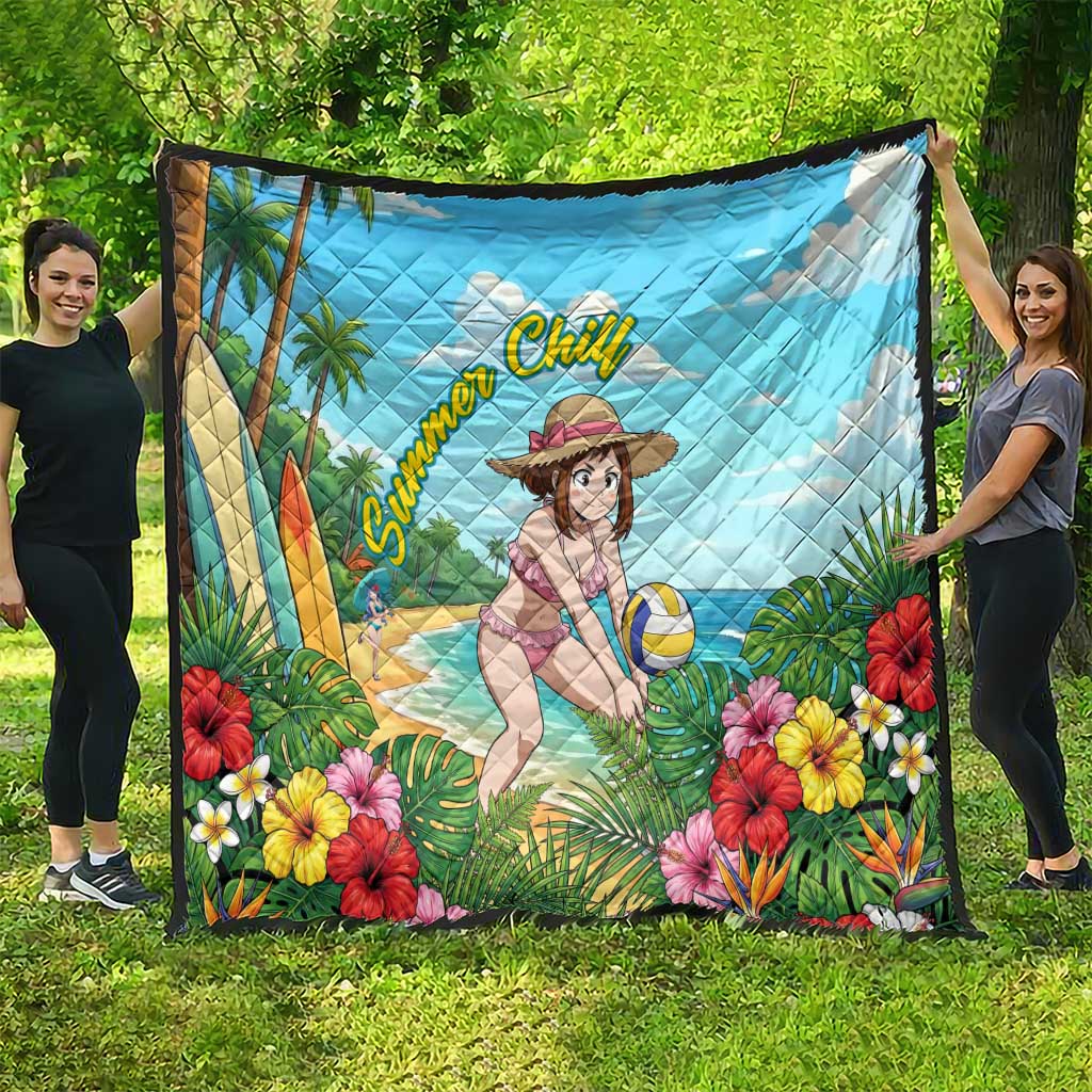 Ochako Uraraka Summer Chill Quilt Tropical Anime Beach Play
