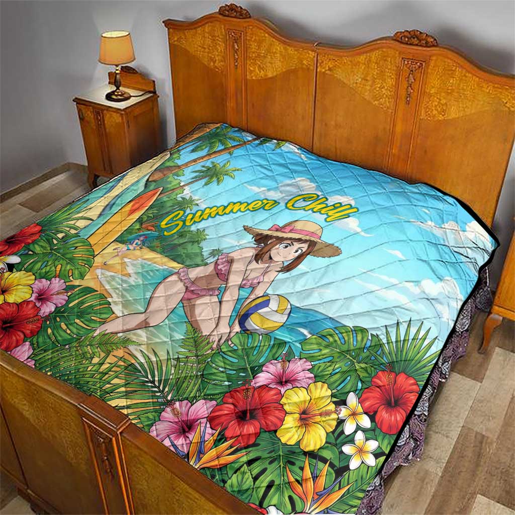 Ochako Uraraka Summer Chill Quilt Tropical Anime Beach Play