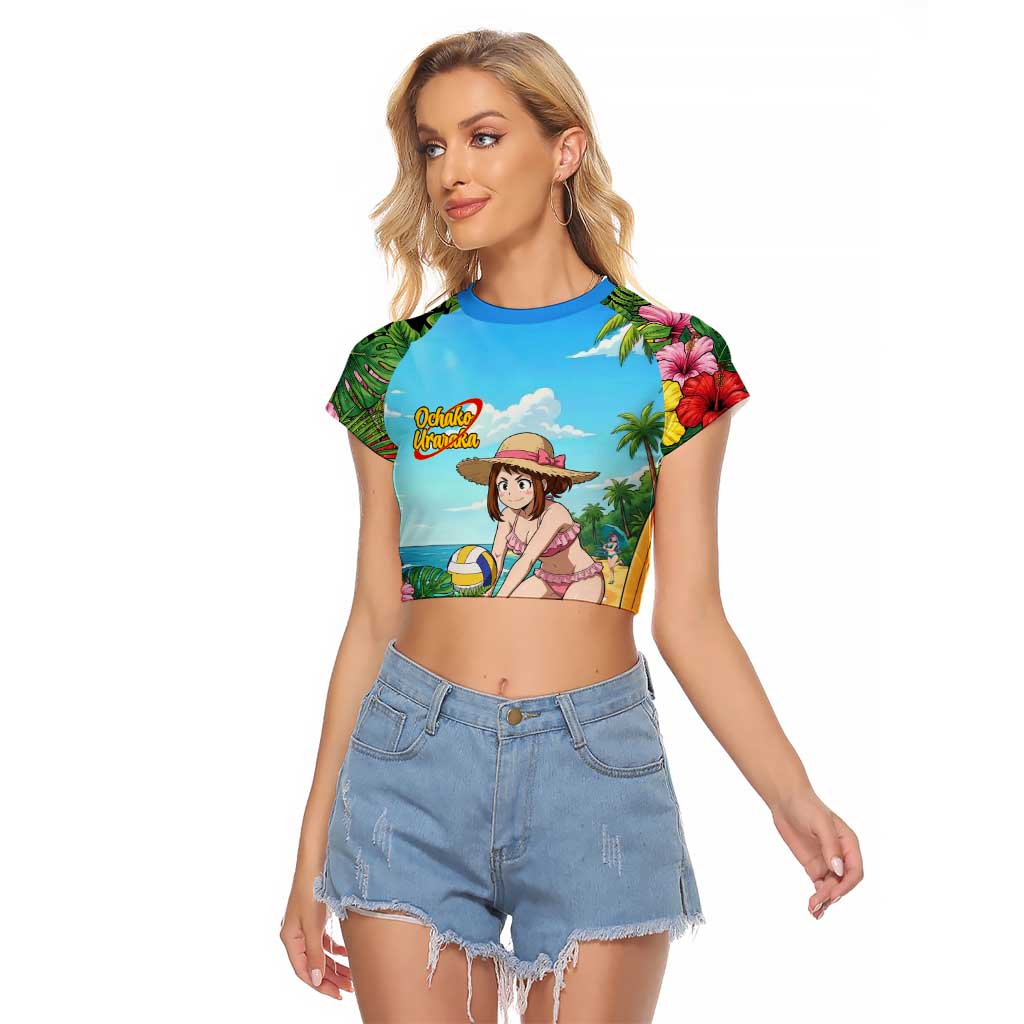 Ochako Uraraka Summer Chill Raglan Cropped T Shirt Tropical Anime Beach Play