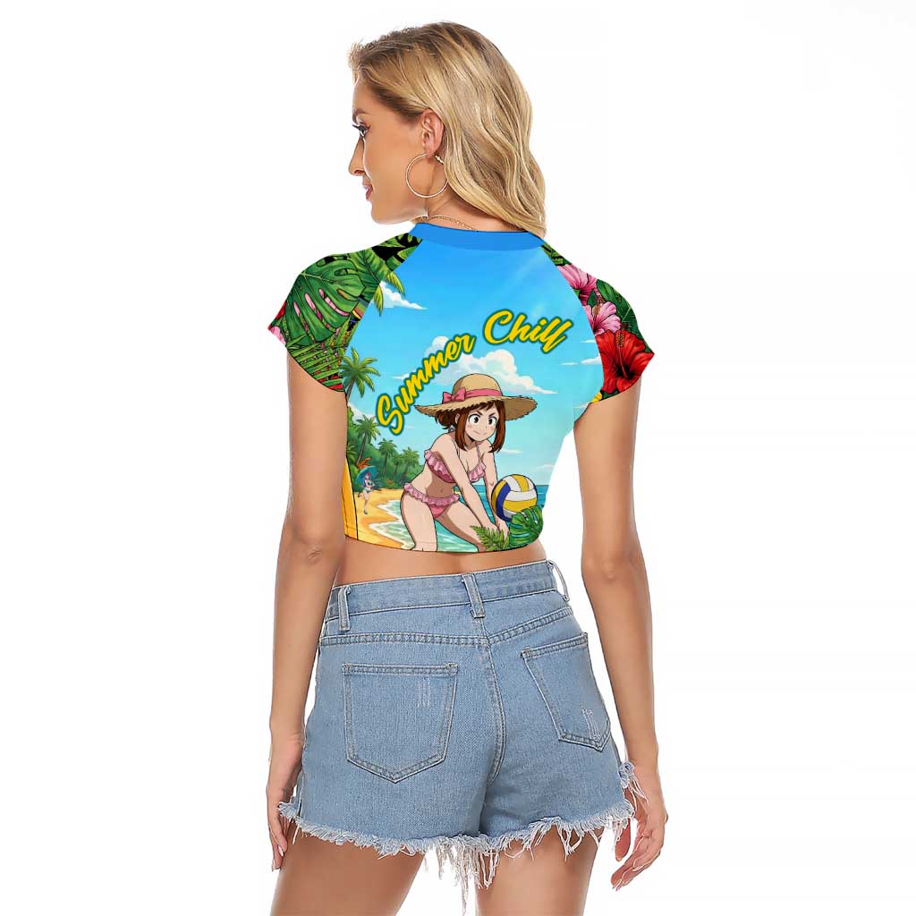 Ochako Uraraka Summer Chill Raglan Cropped T Shirt Tropical Anime Beach Play