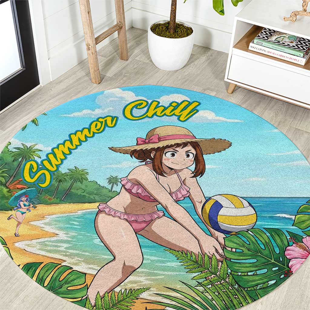 Ochako Uraraka Summer Chill Round Carpet Tropical Anime Beach Play