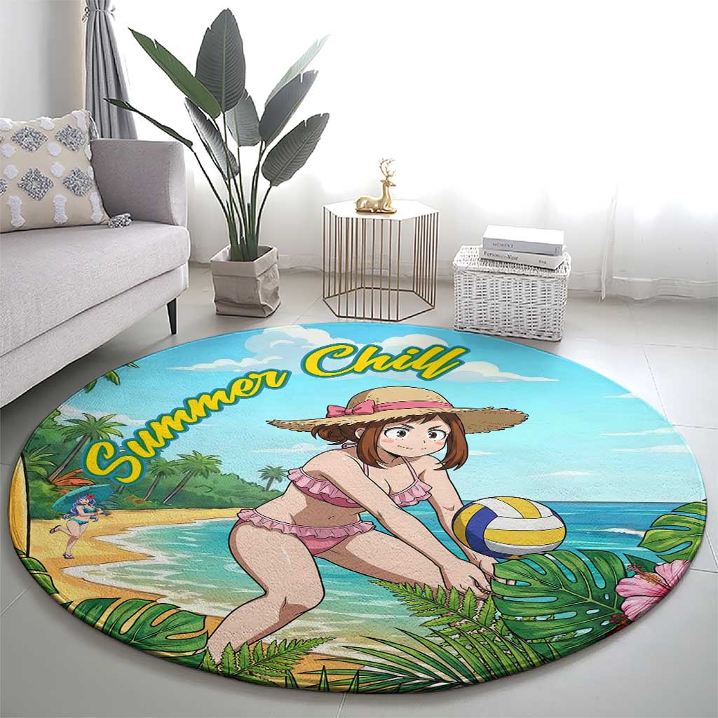 Ochako Uraraka Summer Chill Round Carpet Tropical Anime Beach Play