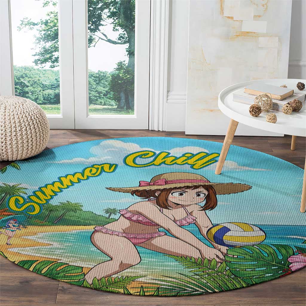 Ochako Uraraka Summer Chill Round Carpet Tropical Anime Beach Play