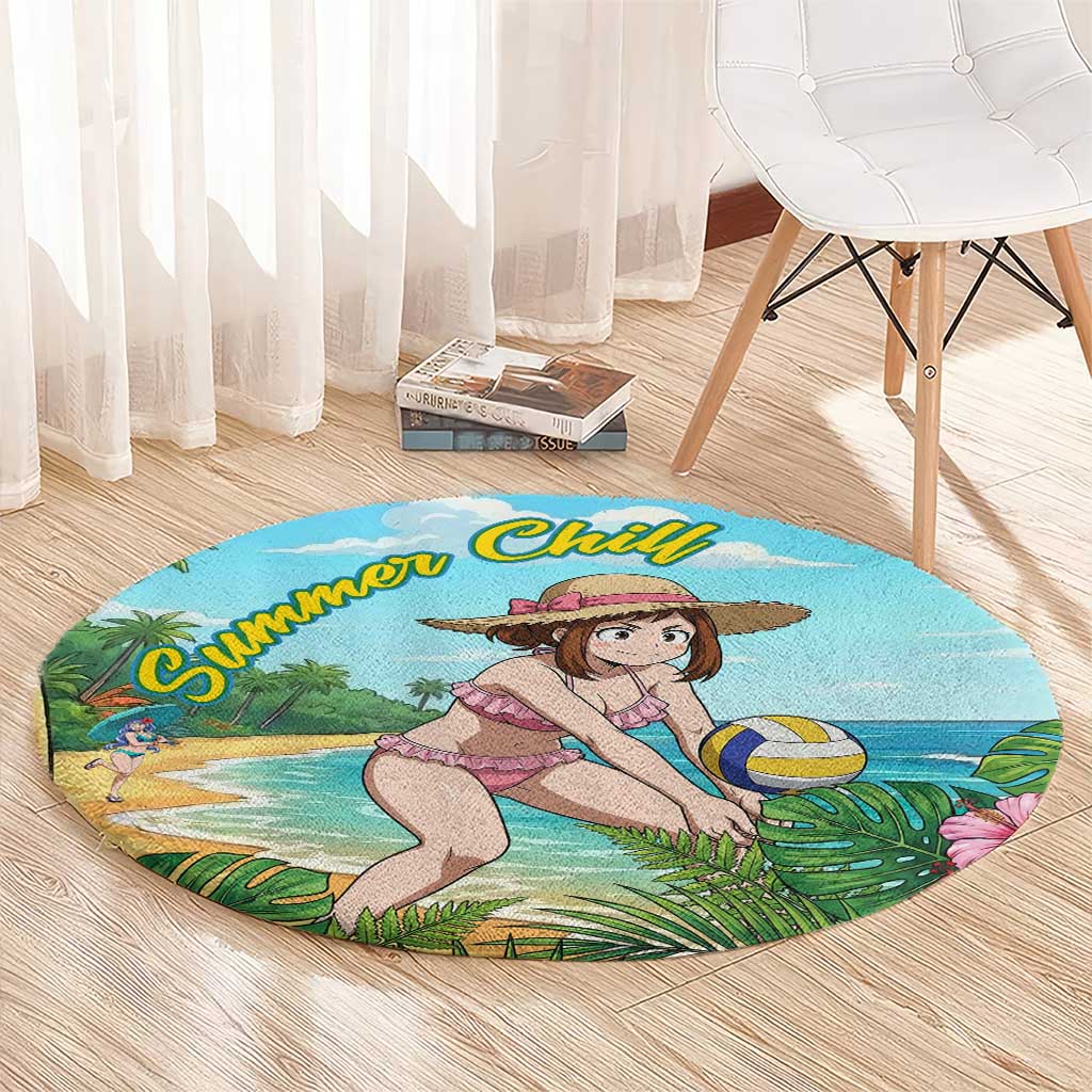 Ochako Uraraka Summer Chill Round Carpet Tropical Anime Beach Play