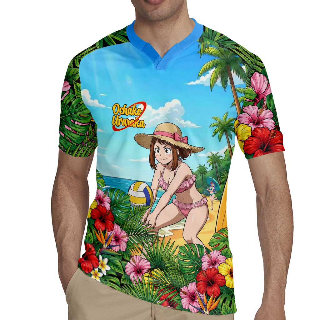 Ochako Uraraka Summer Chill Rugby Jersey Tropical Anime Beach Play