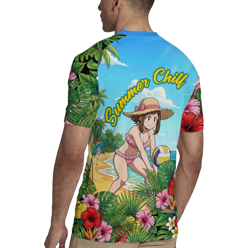 Ochako Uraraka Summer Chill Rugby Jersey Tropical Anime Beach Play