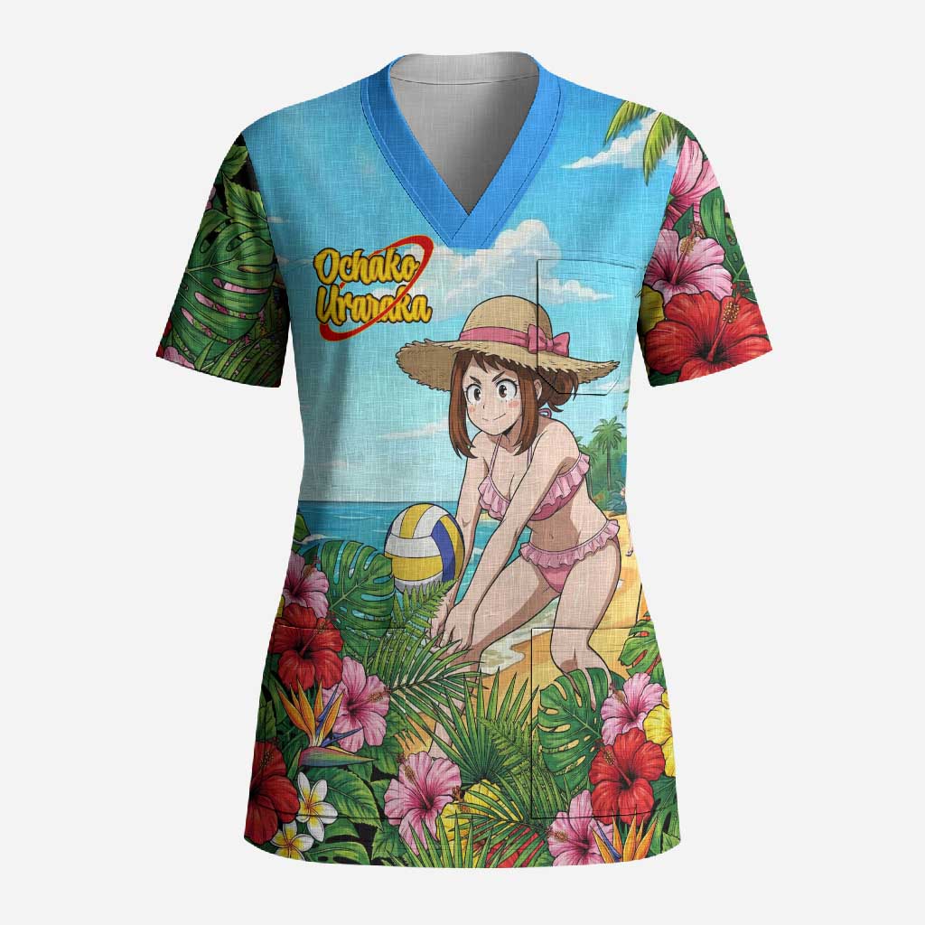 Ochako Uraraka Summer Chill Scrub Top Tropical Anime Beach Play