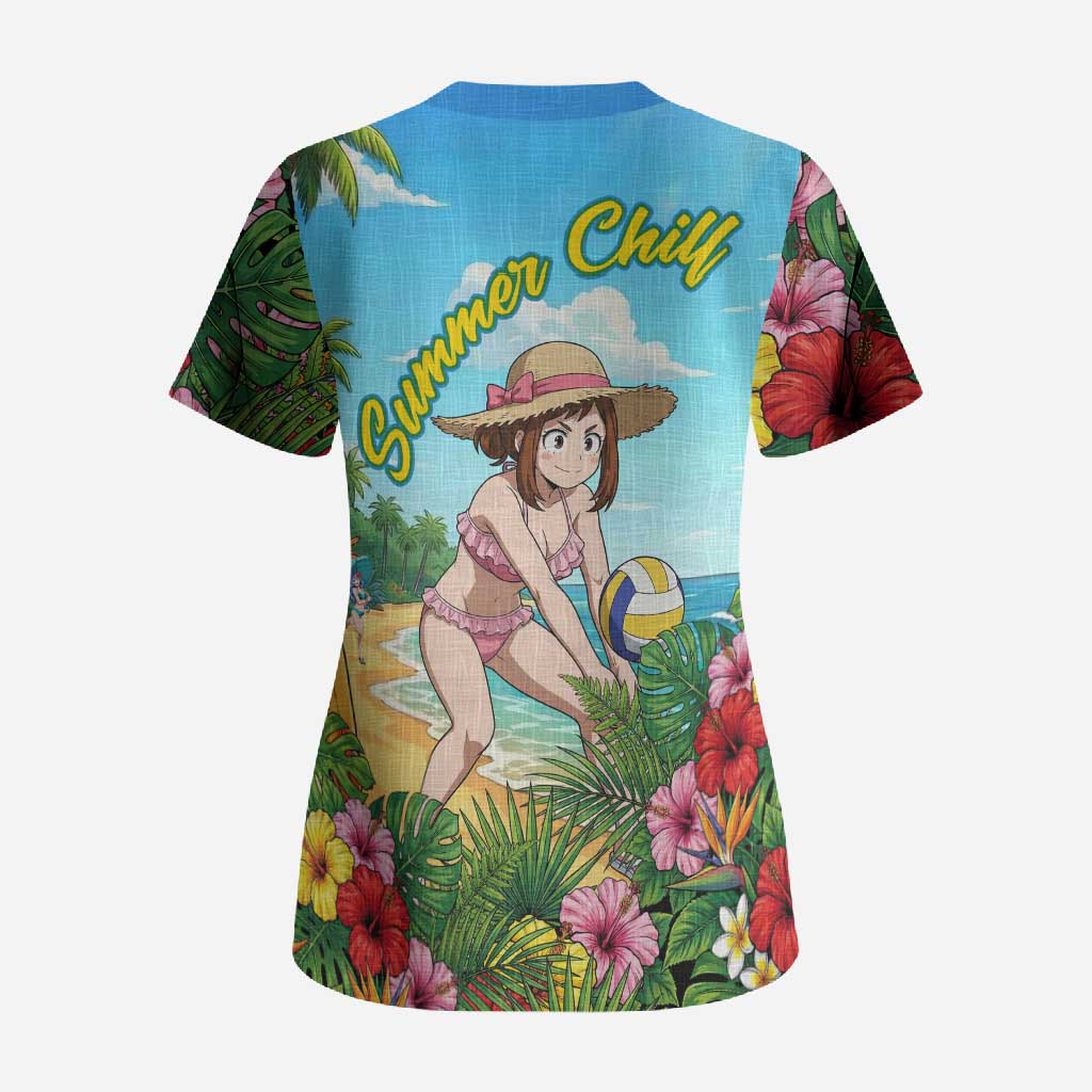 Ochako Uraraka Summer Chill Scrub Top Tropical Anime Beach Play