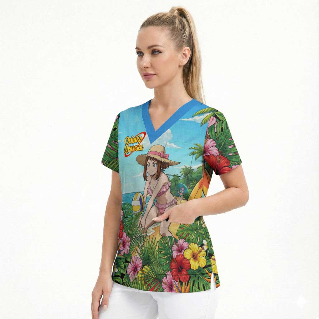 Ochako Uraraka Summer Chill Scrub Top Tropical Anime Beach Play