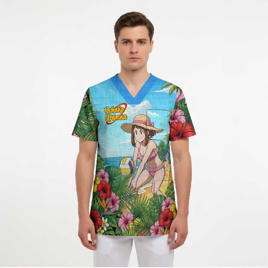 Ochako Uraraka Summer Chill Scrub Top Tropical Anime Beach Play
