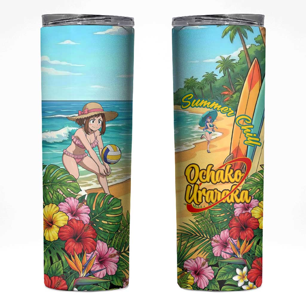 Ochako Uraraka Summer Chill Skinny Tumbler Tropical Anime Beach Play