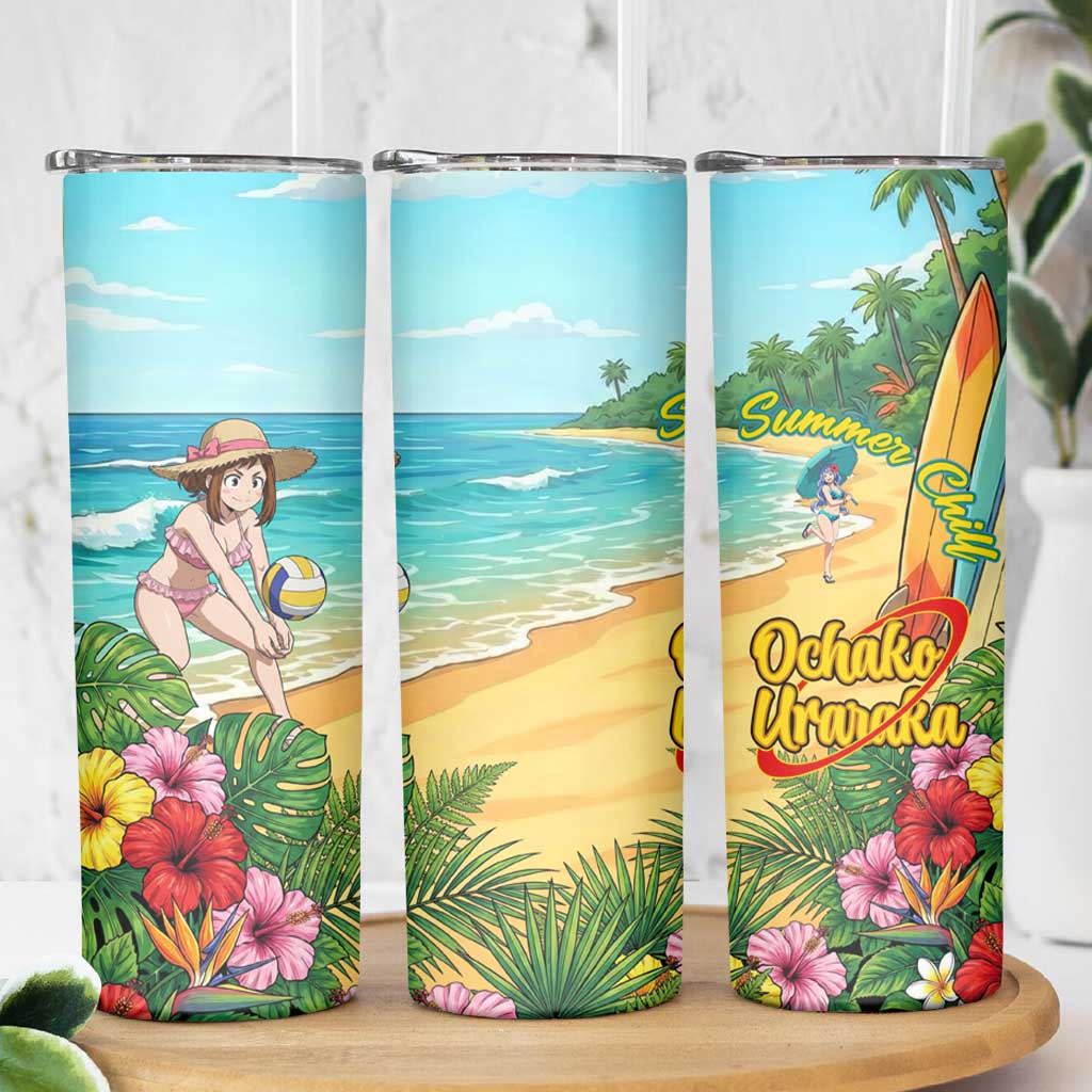 Ochako Uraraka Summer Chill Skinny Tumbler Tropical Anime Beach Play