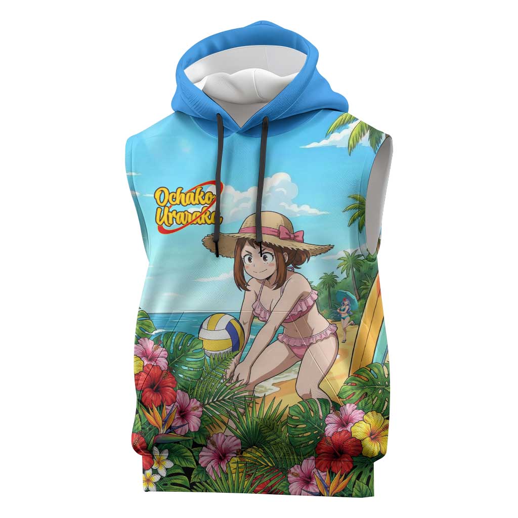 Ochako Uraraka Summer Chill Sleeveless Hoodie Tropical Anime Beach Play