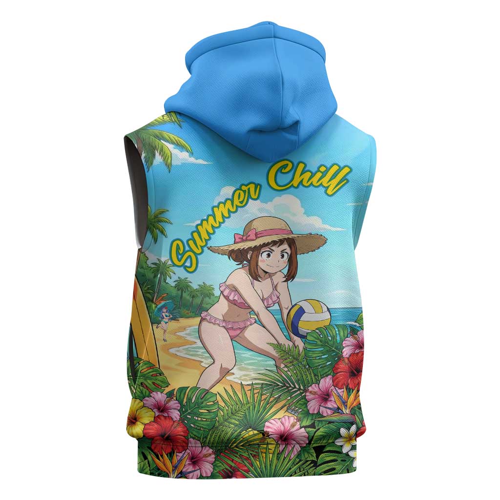 Ochako Uraraka Summer Chill Sleeveless Hoodie Tropical Anime Beach Play