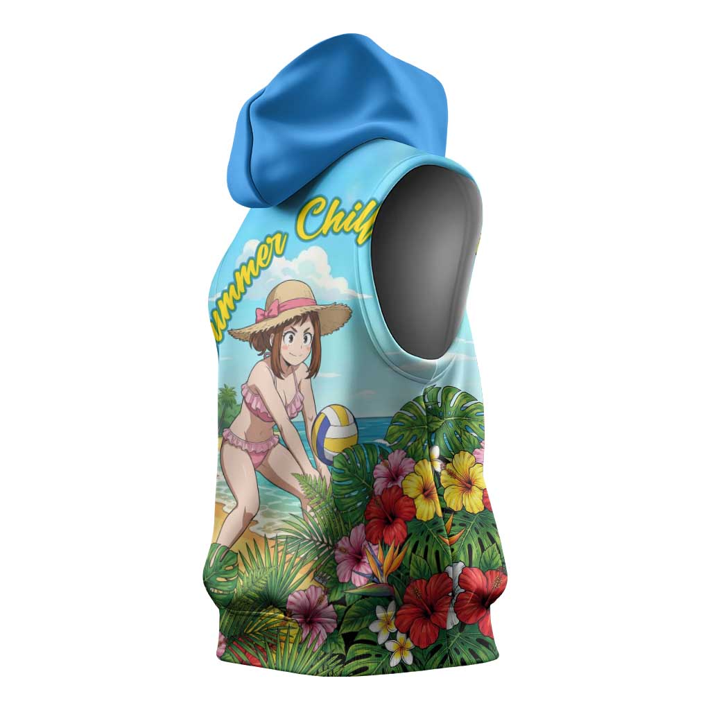 Ochako Uraraka Summer Chill Sleeveless Hoodie Tropical Anime Beach Play