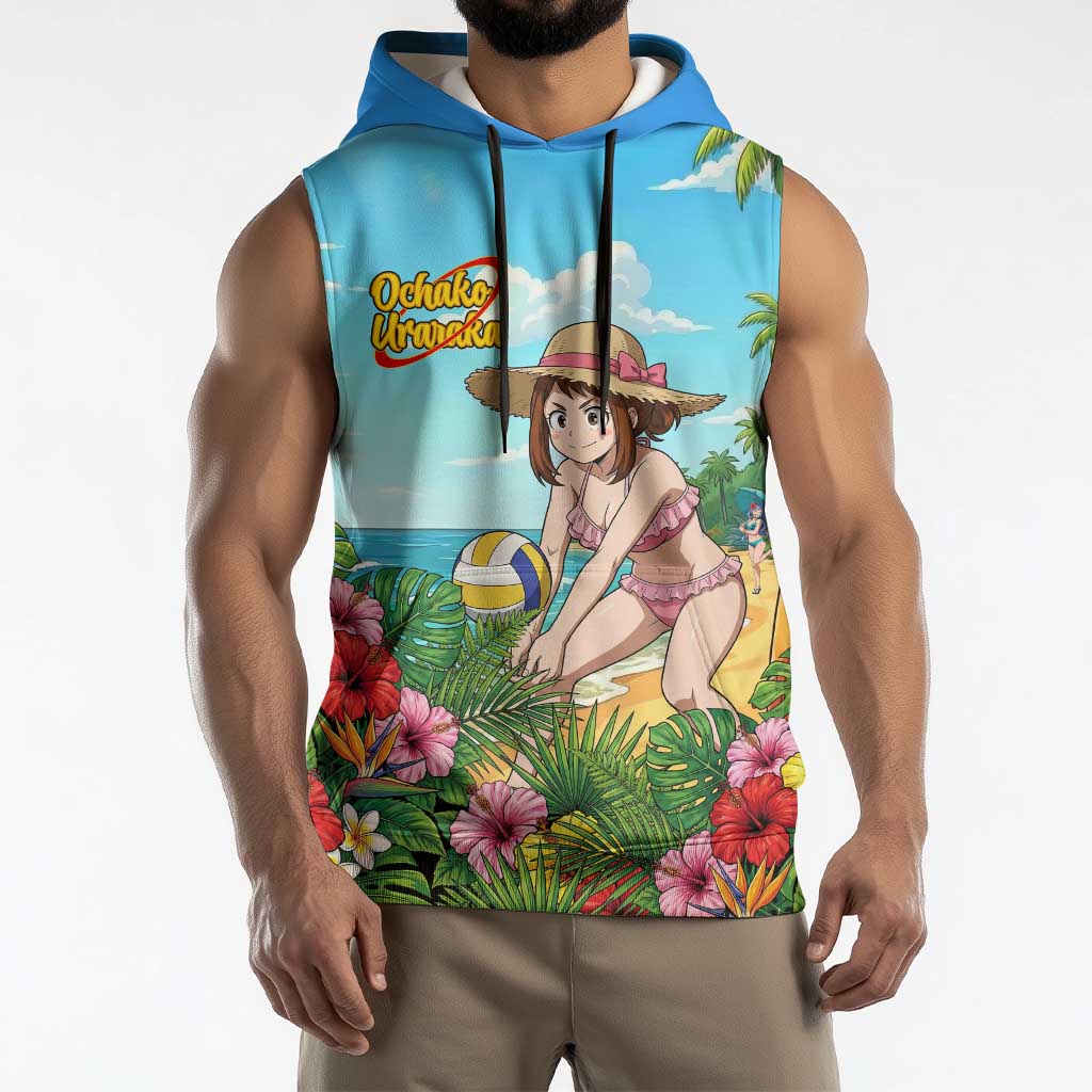 Ochako Uraraka Summer Chill Sleeveless Hoodie Tropical Anime Beach Play
