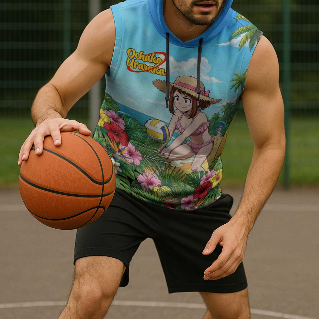 Ochako Uraraka Summer Chill Sleeveless Hoodie Tropical Anime Beach Play