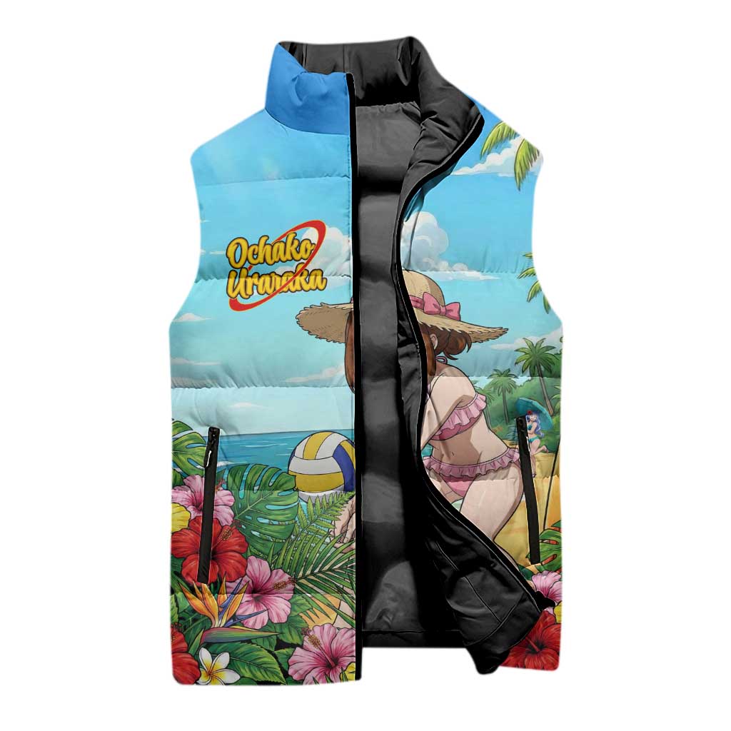 Ochako Uraraka Summer Chill Sleeveless Puffer Jacket Tropical Anime Beach Play