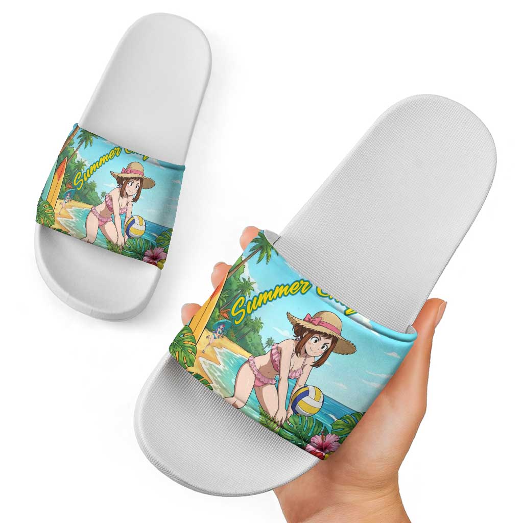 Ochako Uraraka Summer Chill Slide Sandals Tropical Anime Beach Play