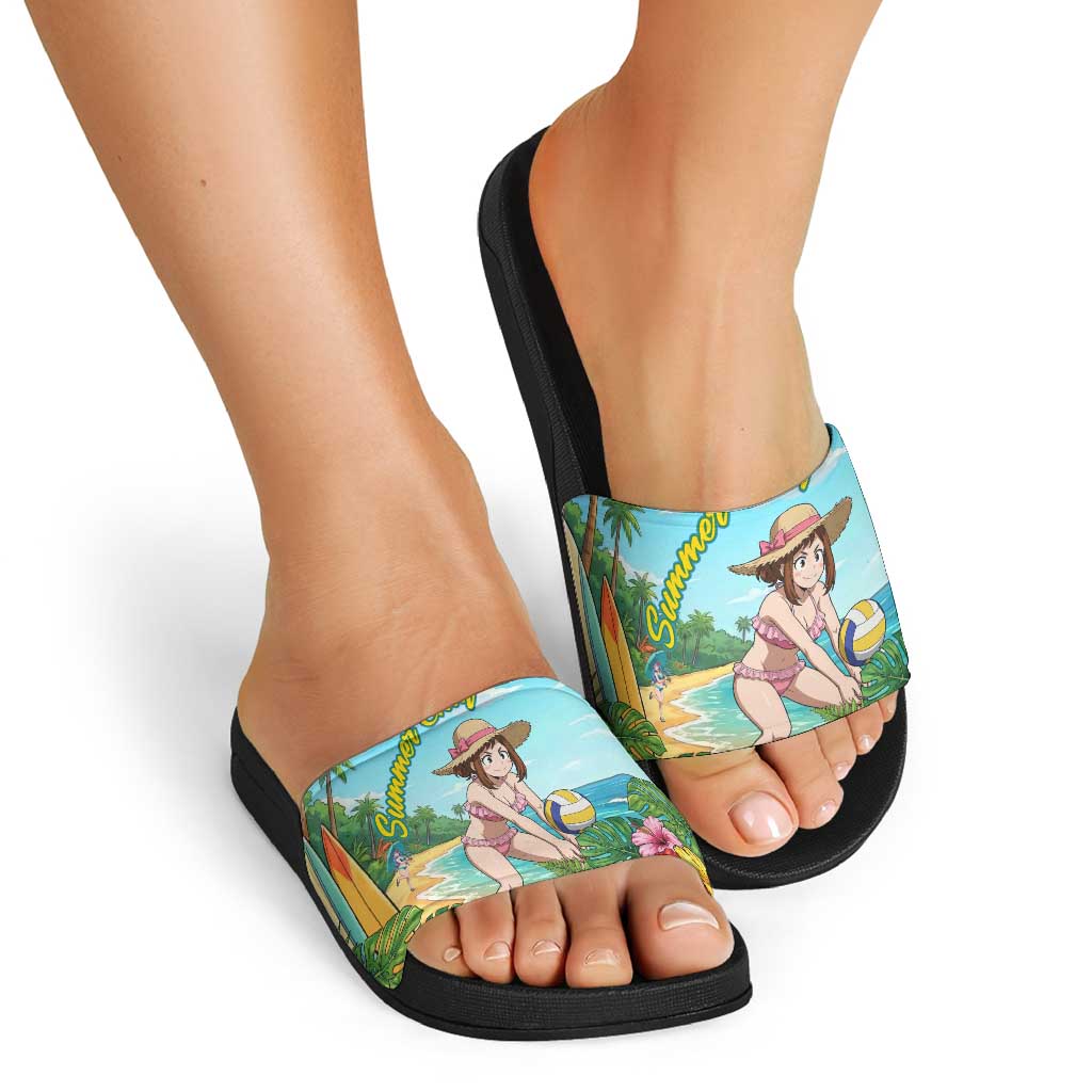 Ochako Uraraka Summer Chill Slide Sandals Tropical Anime Beach Play