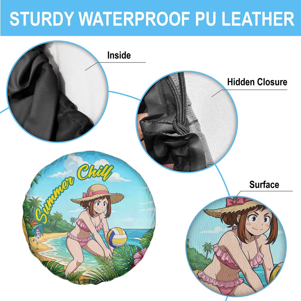 Ochako Uraraka Summer Chill Spare Tire Cover Tropical Anime Beach Play
