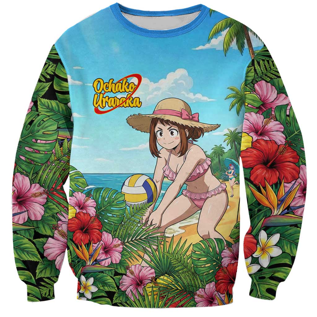 Ochako Uraraka Summer Chill Sweatshirt Tropical Anime Beach Play