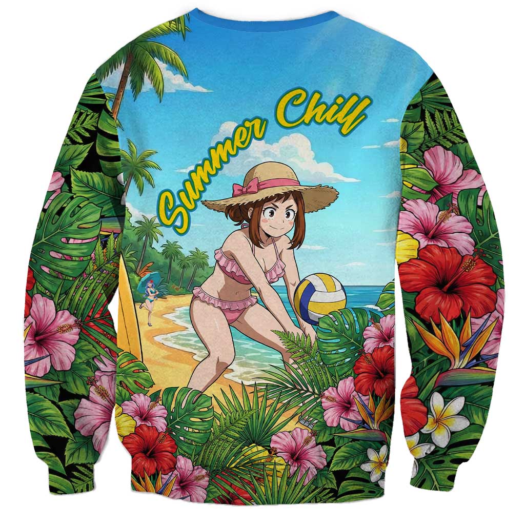 Ochako Uraraka Summer Chill Sweatshirt Tropical Anime Beach Play