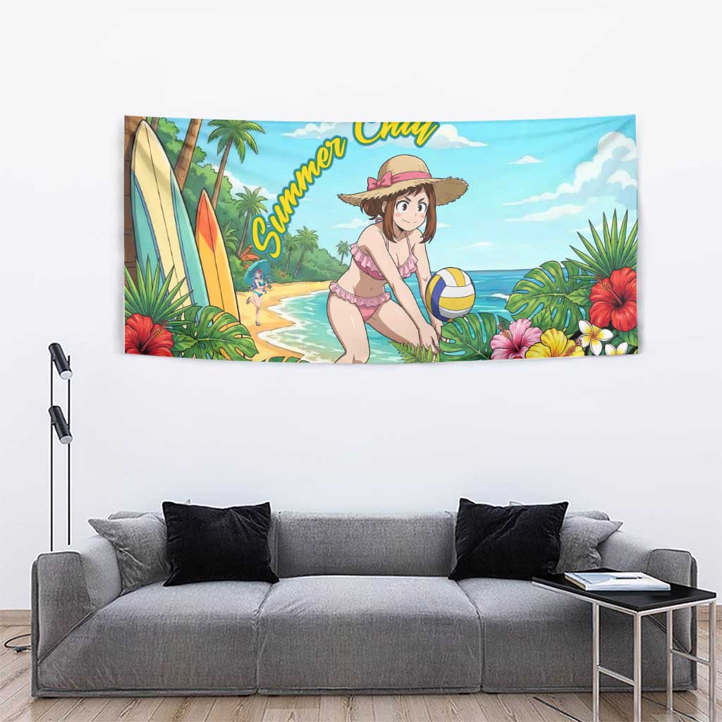 Ochako Uraraka Summer Chill Tapestry Tropical Anime Beach Play