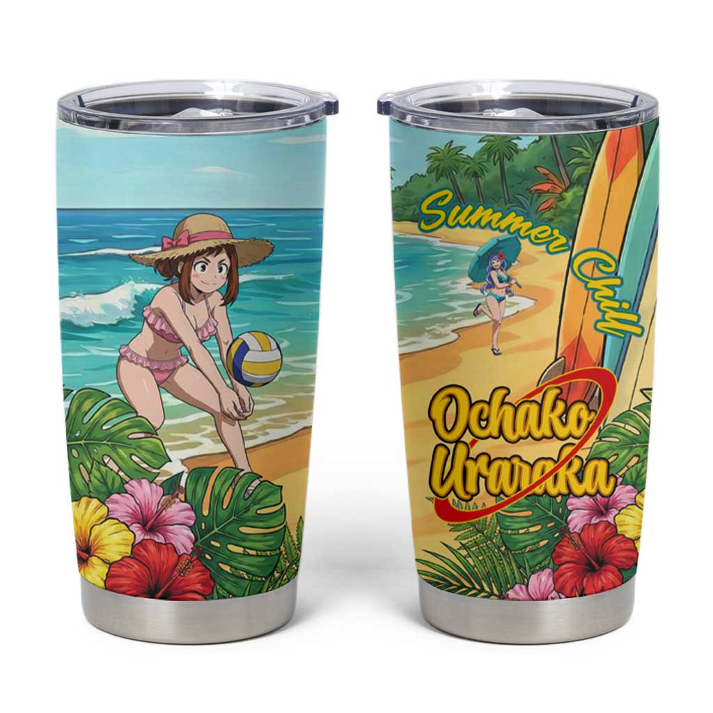 Ochako Uraraka Summer Chill Tumbler Cup Tropical Anime Beach Play