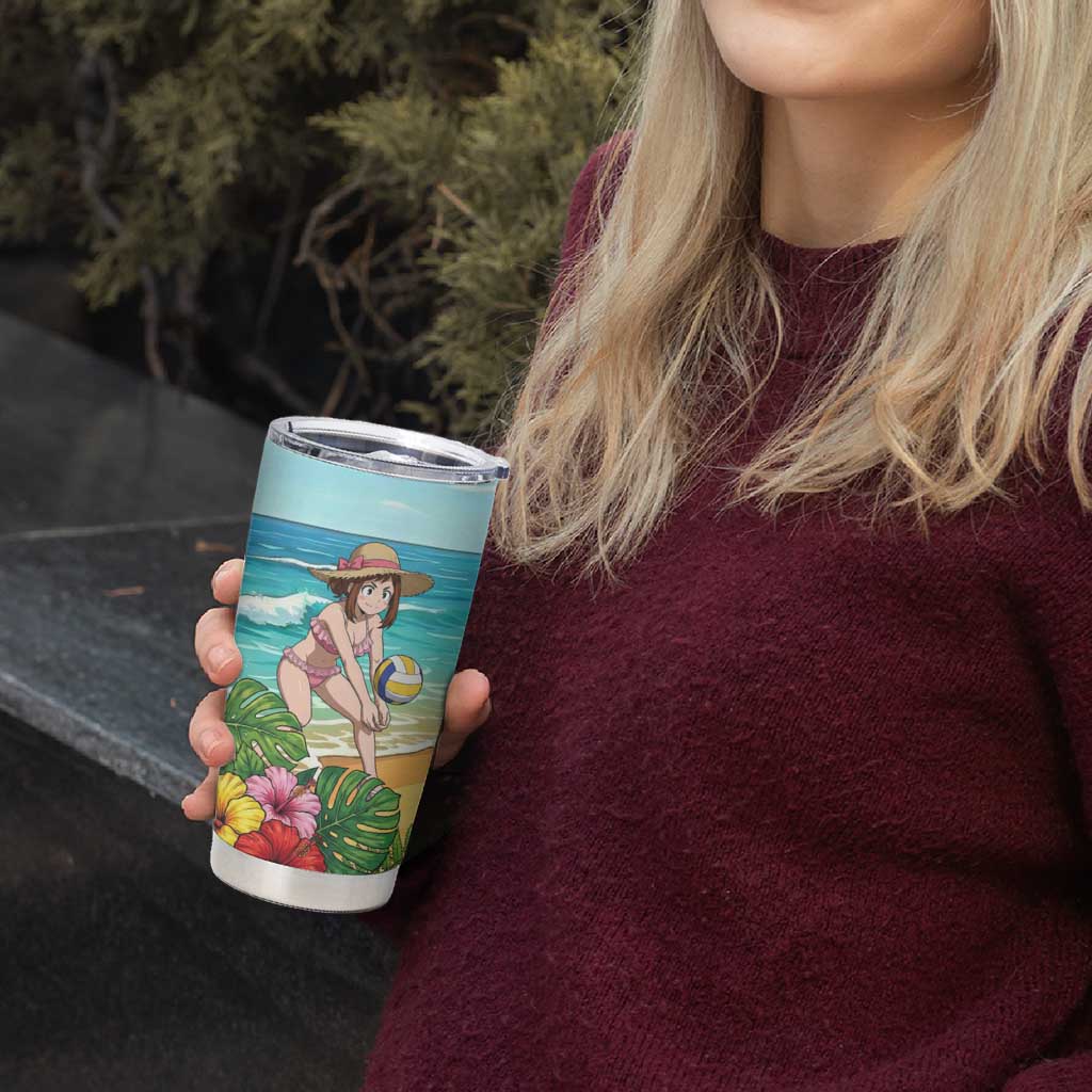 Ochako Uraraka Summer Chill Tumbler Cup Tropical Anime Beach Play