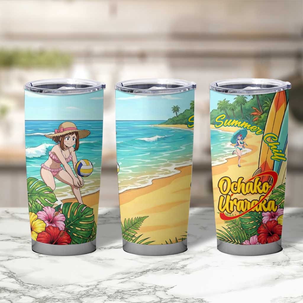 Ochako Uraraka Summer Chill Tumbler Cup Tropical Anime Beach Play