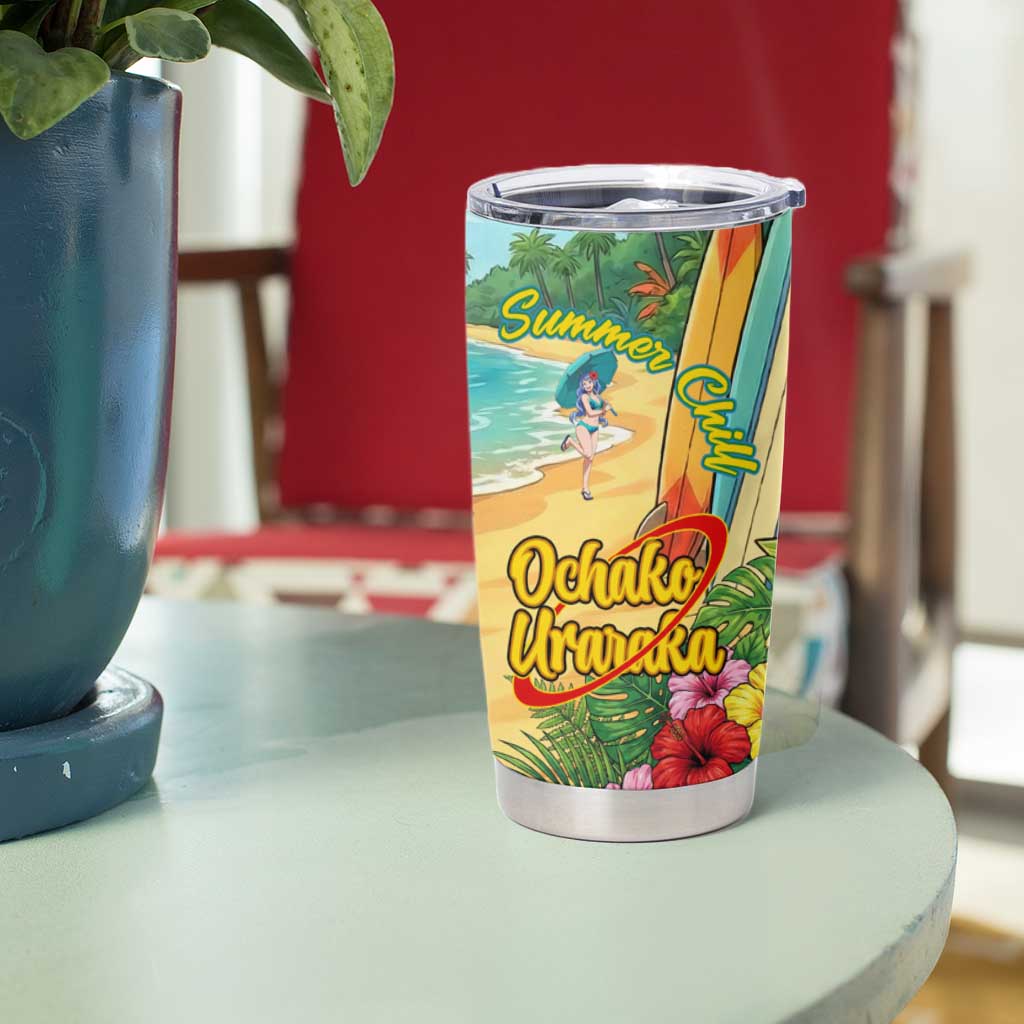 Ochako Uraraka Summer Chill Tumbler Cup Tropical Anime Beach Play